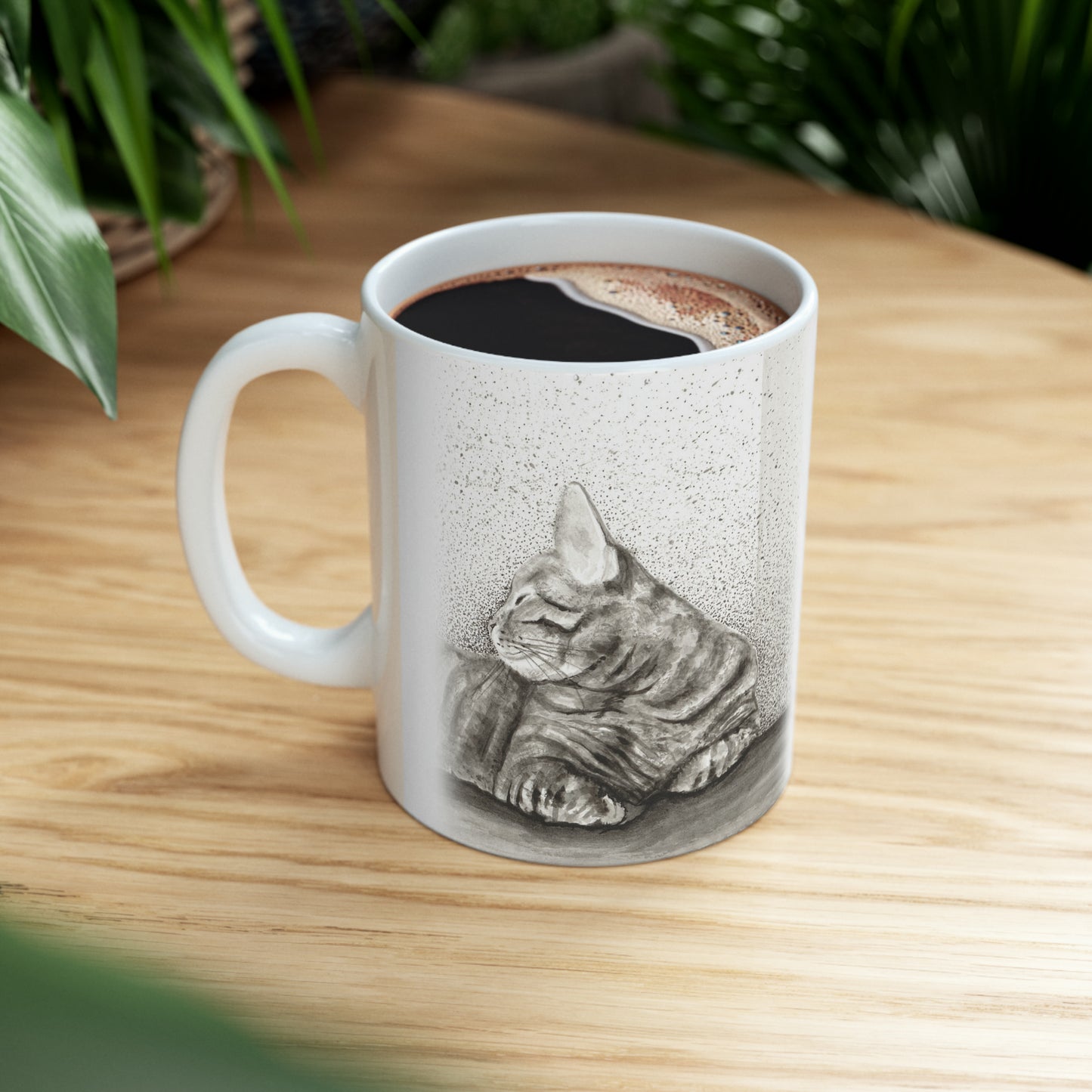 Ceramic Mug, 11oz - Cozy Cat Art