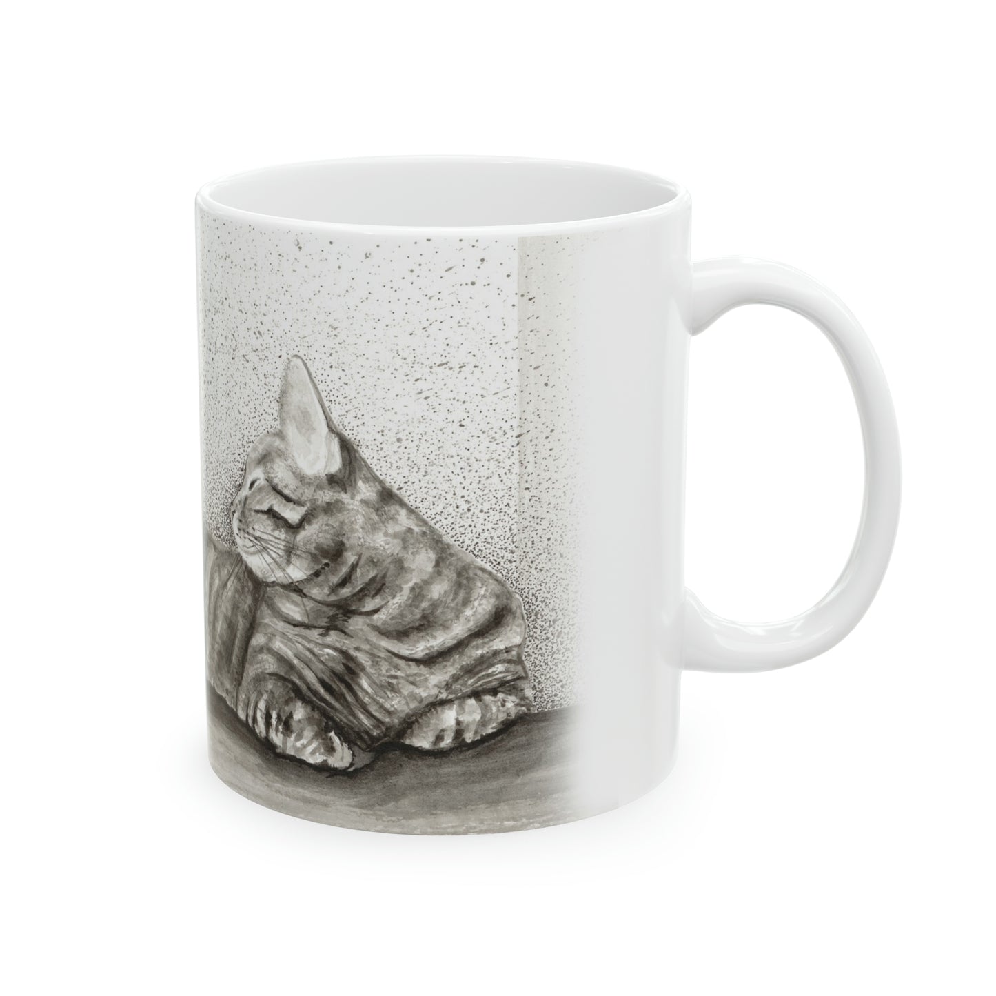 Ceramic Mug, 11oz - Cozy Cat Art