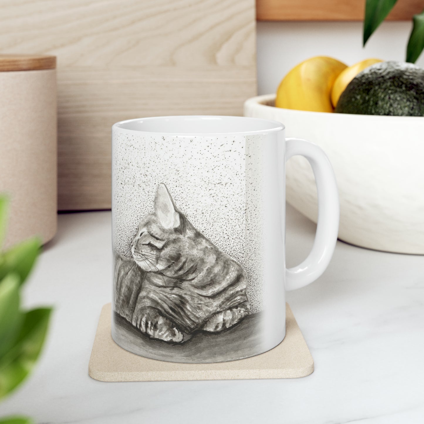 Ceramic Mug, 11oz - Cozy Cat Art