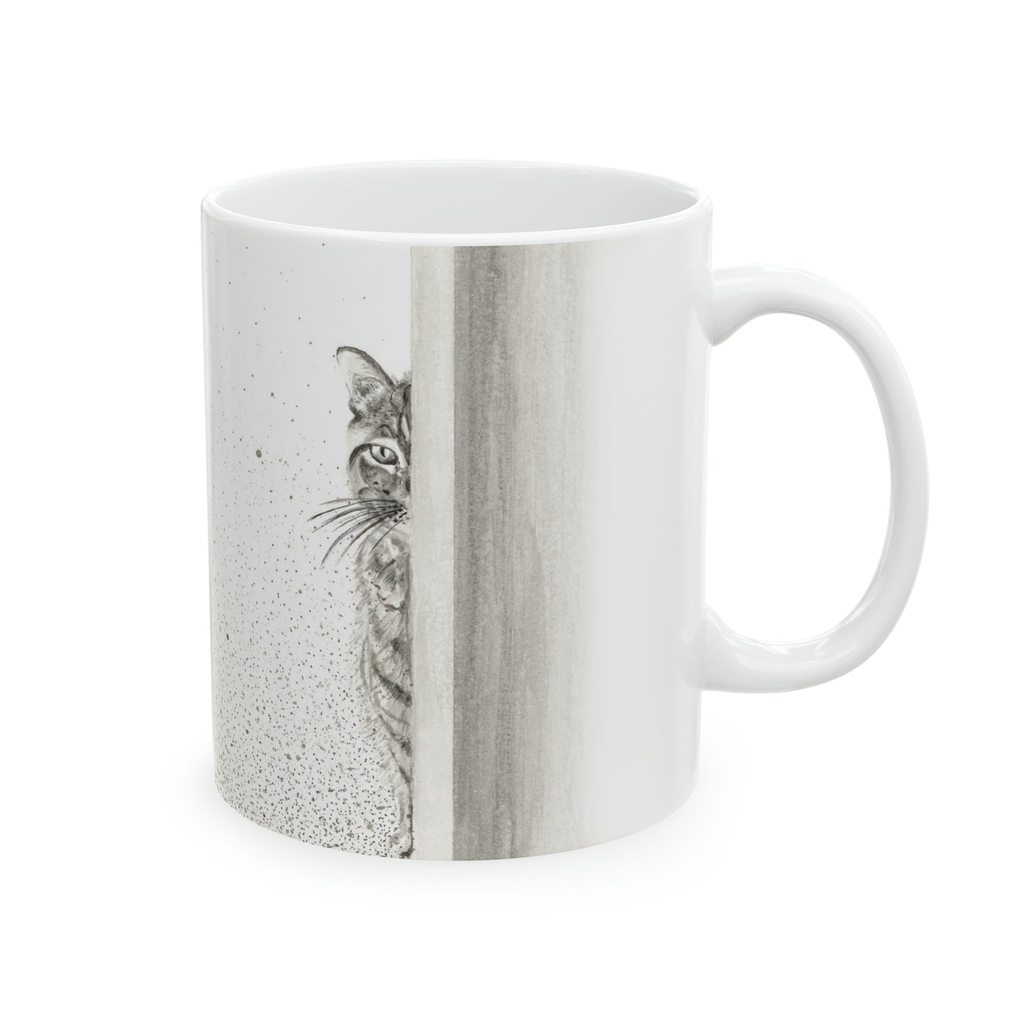 Ceramic Mug, 11oz - Peekaboo! Cat Art