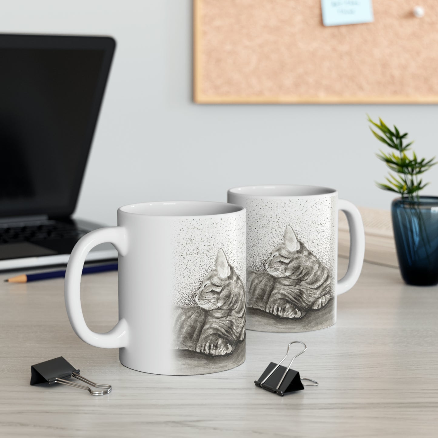 Ceramic Mug, 11oz - Cozy Cat Art