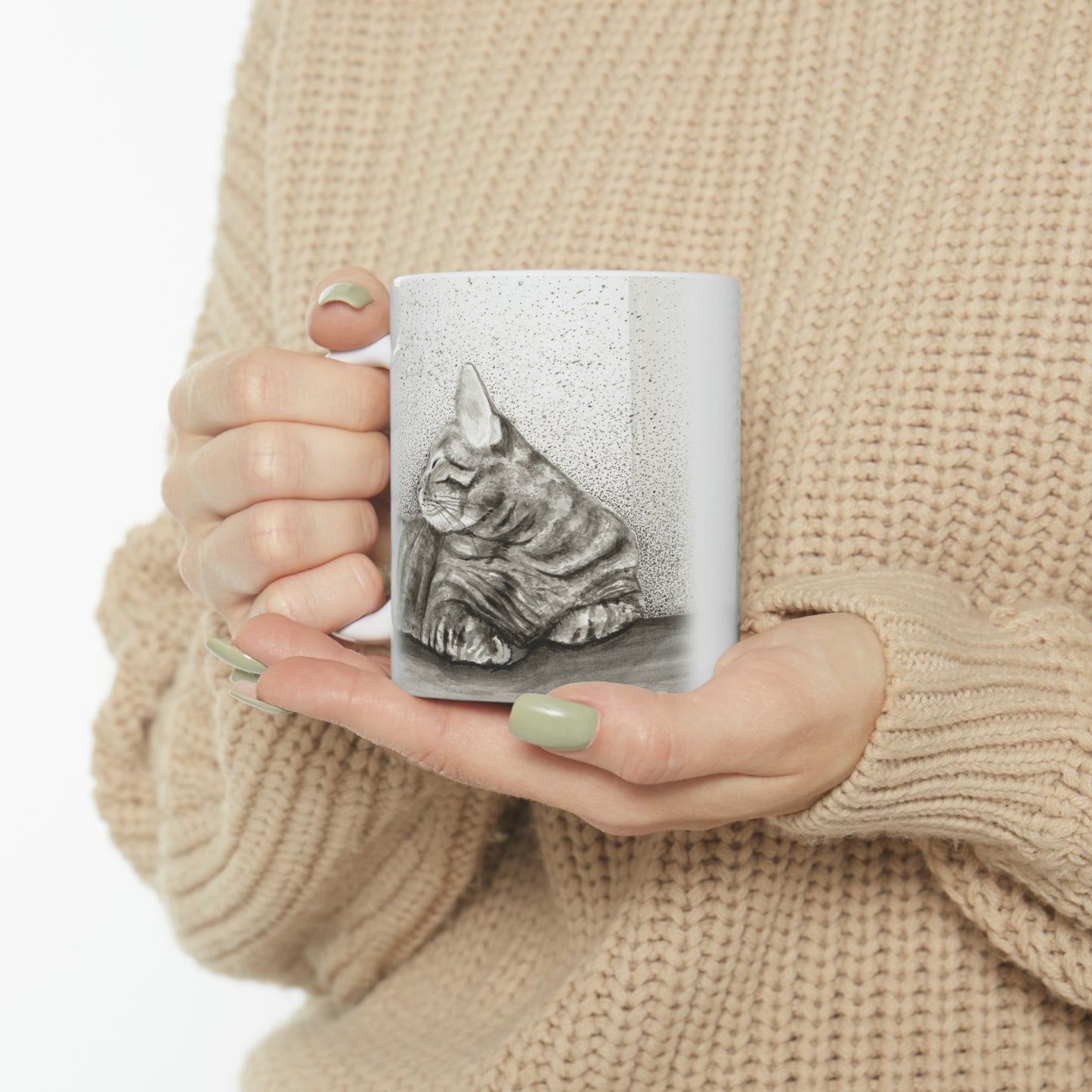 Ceramic Mug, 11oz - Cozy Cat Art