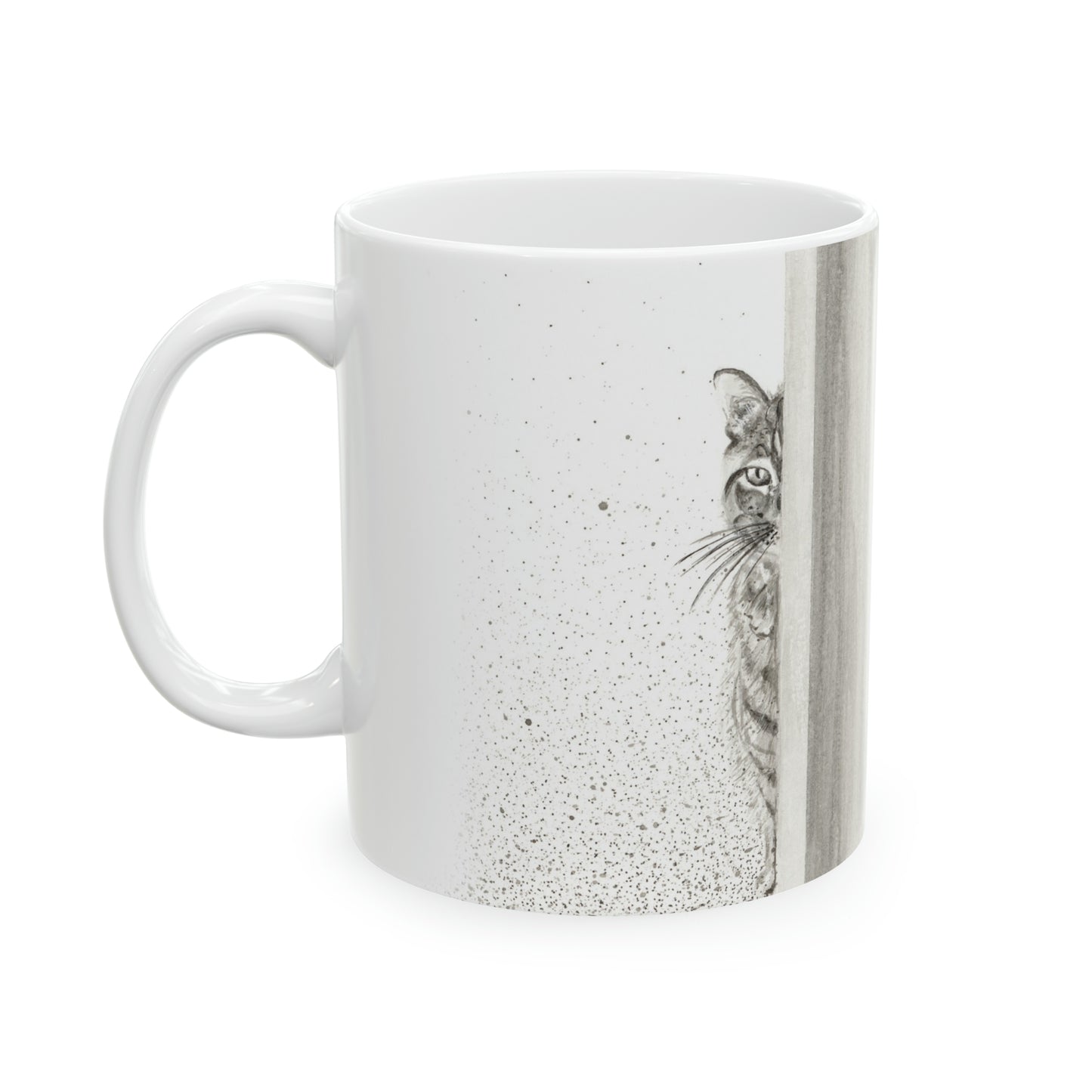 Ceramic Mug, 11oz - Peekaboo! Cat Art