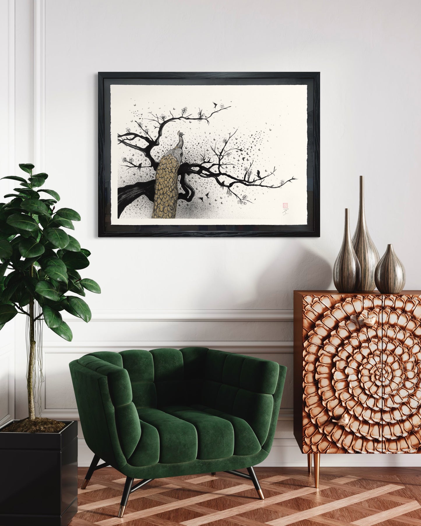 Peacock - Original Framed Artwork