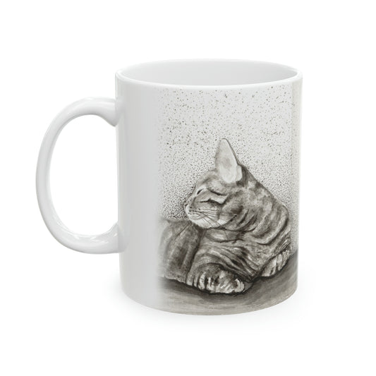 New! Ceramic Mug, 11oz - Cozy Cat Art