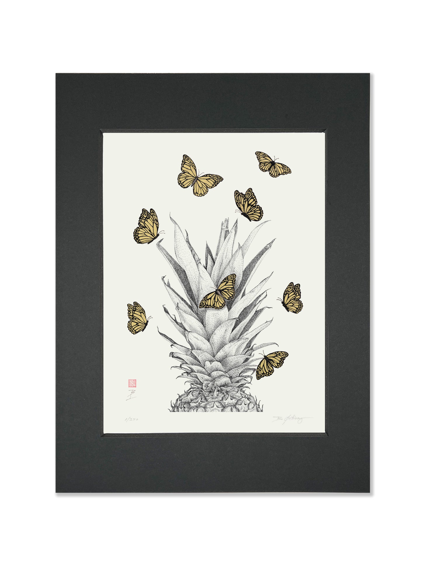 Art Print 9" X 12" - Pineapple & Monarchs